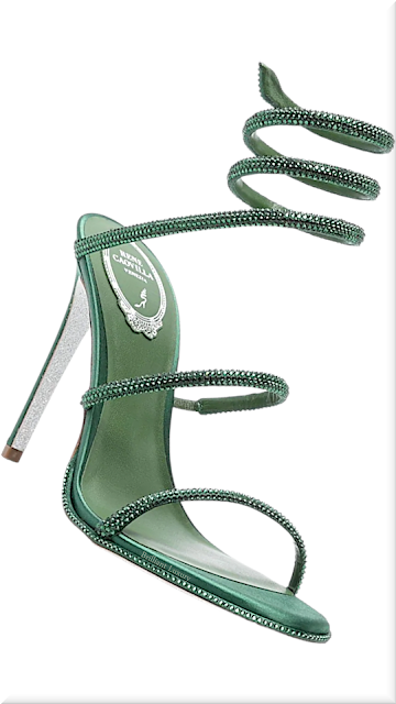 ♦René Caovilla Cleo green rhinestone-embellished sandals #brilliantluxury