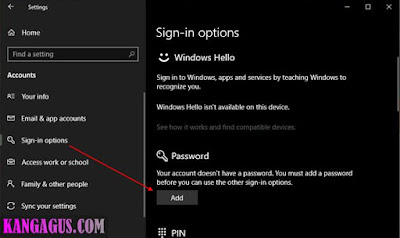 Gambar ilustrasi tampilan membuat password di windows 10