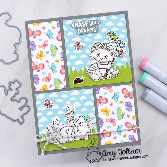 Captivated Kittens Stamp and Die Set, Gnome Garden Stamp and Die Set, Springtime Paper Pad, Land Borders Die Set by Newton's Nook Designs #newtonsnookdesigns #newtonsnook #handmade