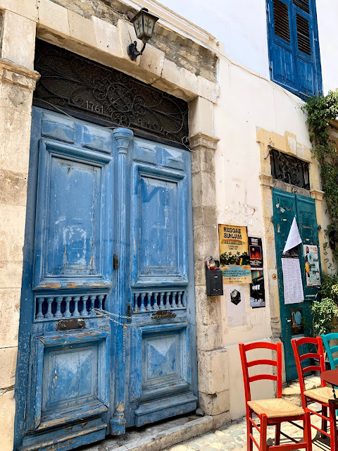 Blue shabby door Limmasol, Cyprus