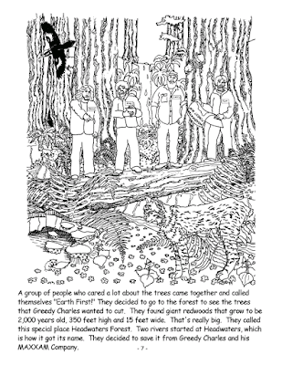 Headwaters Forest Coloring Book - Earth First!  Illustration by Mykol Blackwell. Text by Darryl Cherney.