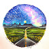 Watercolor galax night sky landscape step by step tutorial for beginner|How to draw night landscape