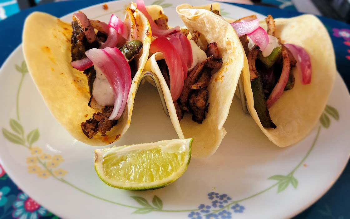 EveryPlate Southwest Beef Tacos with pickled onion