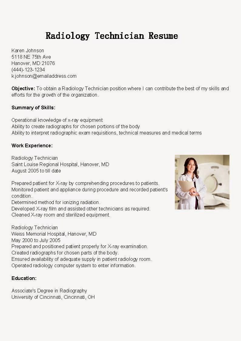 Radiology Technician Resume Sample |Resume Samples