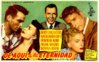 DE AQUÍ A LA ETERNIDAD. Programa de mano. España. Impresión: Martí y Mari. DE AQUÍ A LA ETERNIDAD. From Here to Eternity. 1953. Estados Unidos. Dirección: Fred Zinnemann. Reparto: Burt Lancaster, Montgomery Clift, Deborah Kerr, Frank Sinatra, Donna Reed, Ernest Borgnine, Jack Warden, Philip Ober, Mickey Shaughnessy, Harry Bellaver, John Dennis, Merle Travis.