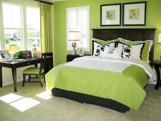 contoh interior dengan nuansa hijau terang
