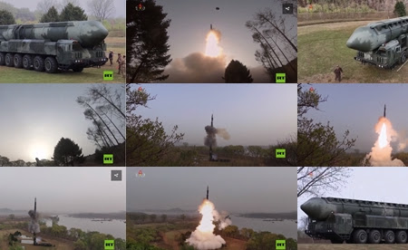 بالصور : كوريا الشمالية تنشر لقطات لإطلاق أقوى سلاح لقواتها النووية
