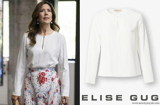 Crown Princess Mary wore Elise Gug ecru silk blouse