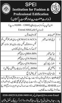 Pakistan Ministry of Industries and Production Internships 2023