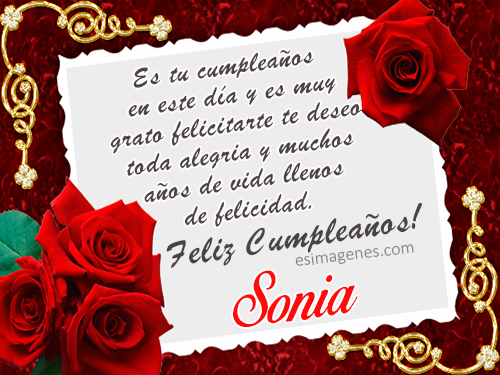 Feliz cumpleaños Sonia - Tarjetas de Cumpleaños con Nombres