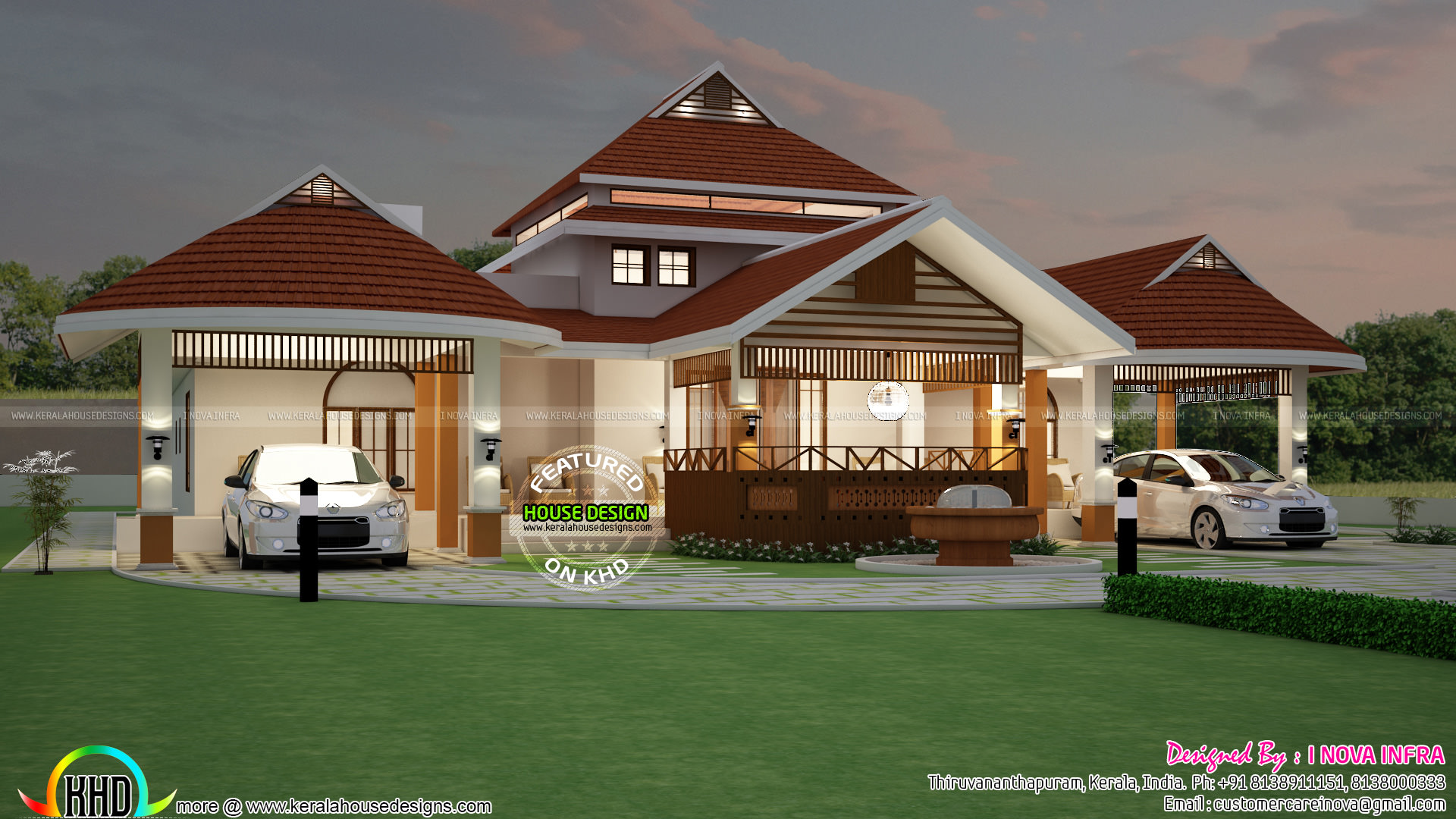 Kerala home design and floor plans - Big and beautiful Kerala home design