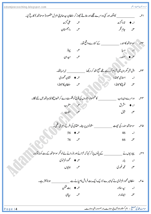 somnath-ki-fatah-mcqs-urdu-10th