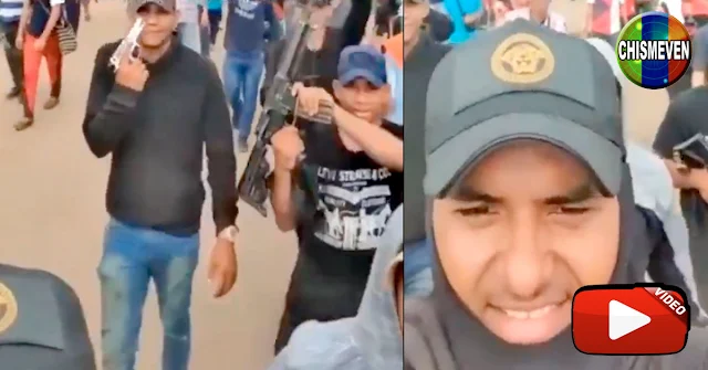 Enorme grupo de delincuentes pasean con sus armas por las calles de Maracaibo