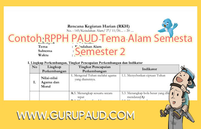 Contoh RPPH PAUD Tema Alam Semesta Semester 2