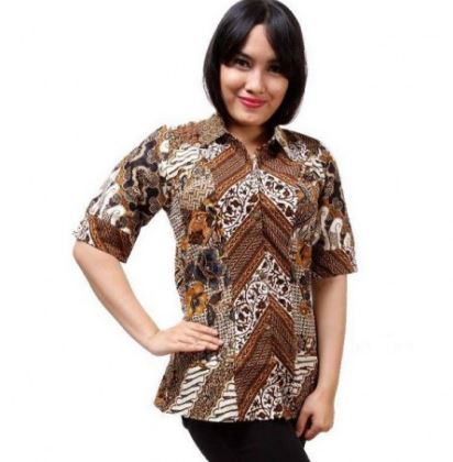 20 Contoh  Model  Kemeja  Batik  Wanita  Kombinasi Modern 2020