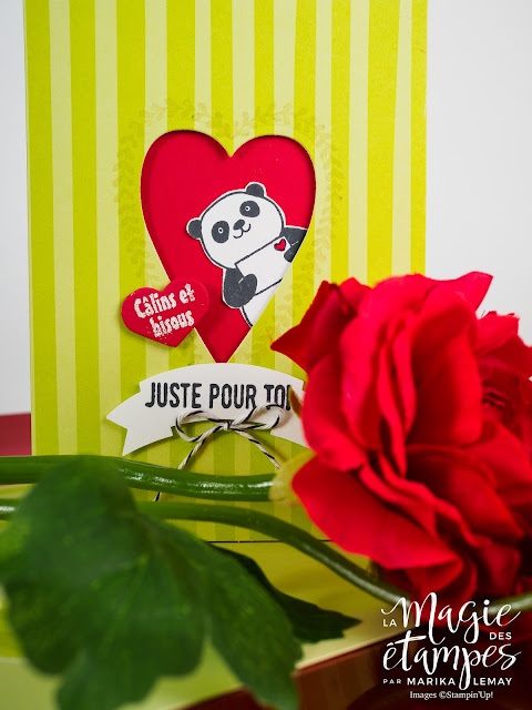 Carte Stampin'Up de la St-Valentin concûe avec le jeu Pandas Festifs