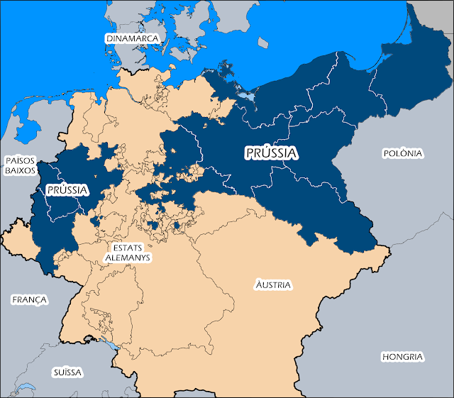 Mapa de la Confederació Alemanya amb Prússia dins seu