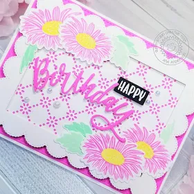 Sunny Studio Stamps: Frilly Frame Dies Cheerful Daisies Blooming Frame Dies Birthday Card by Ana Anderson