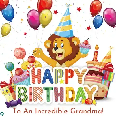 happy birthday to an incredible grandma images with cake cartoon lion