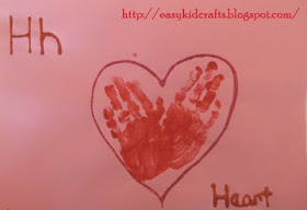 Hand print heart Valentines day Letter H