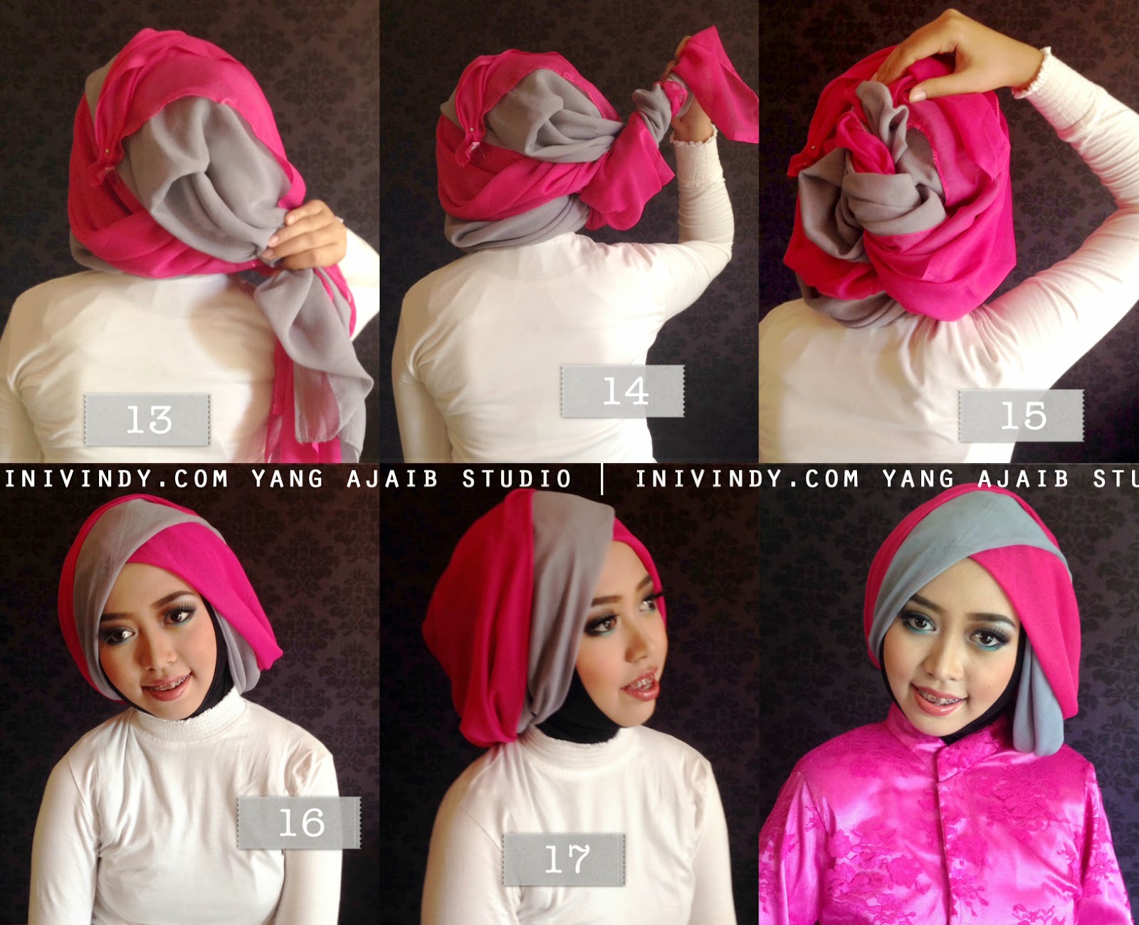 Tutorial Hijab Pesta Segi Empat 2 Warna Tutorial Hijab Paling