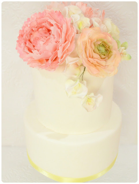 Cherie Kelly's Sugar Peony, Ranunculus and Rose Pastel Colour Wedding Cake