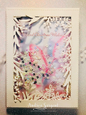 Stampin Up, Andrea Sargent, Christmas, 2019, Just Add Ink Challenge, Feels Like Frost, Frosted Foliage, Trifold card, Shaker card, Frosted Frames