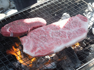 飯能の河原でBBQ(ステーキ)