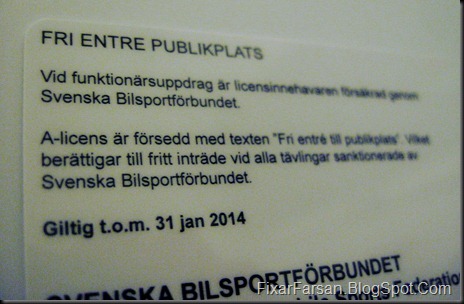 Funktionärslicens SBF fritt inträde 002 Funktionärslicens SBF fritt inträde 002