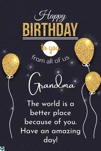 happy birthday from all of us grandma wishes images with golden balloons