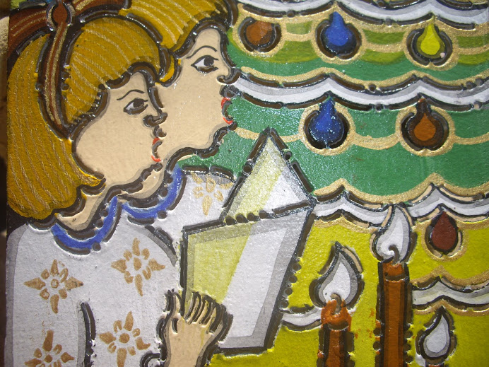 CHILDREN SINGING HYMNS ORNAMENT--ANGELIC CHILDREN.  HANDCRAFTED IN BALI, WAYANG-KULIT STYLE LEATHER