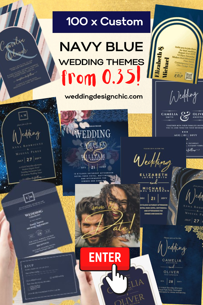 Navy Blue Wedding Invitations - LOTS of Themes - from $0.35! Budget, Cheap but Beautiful! 
