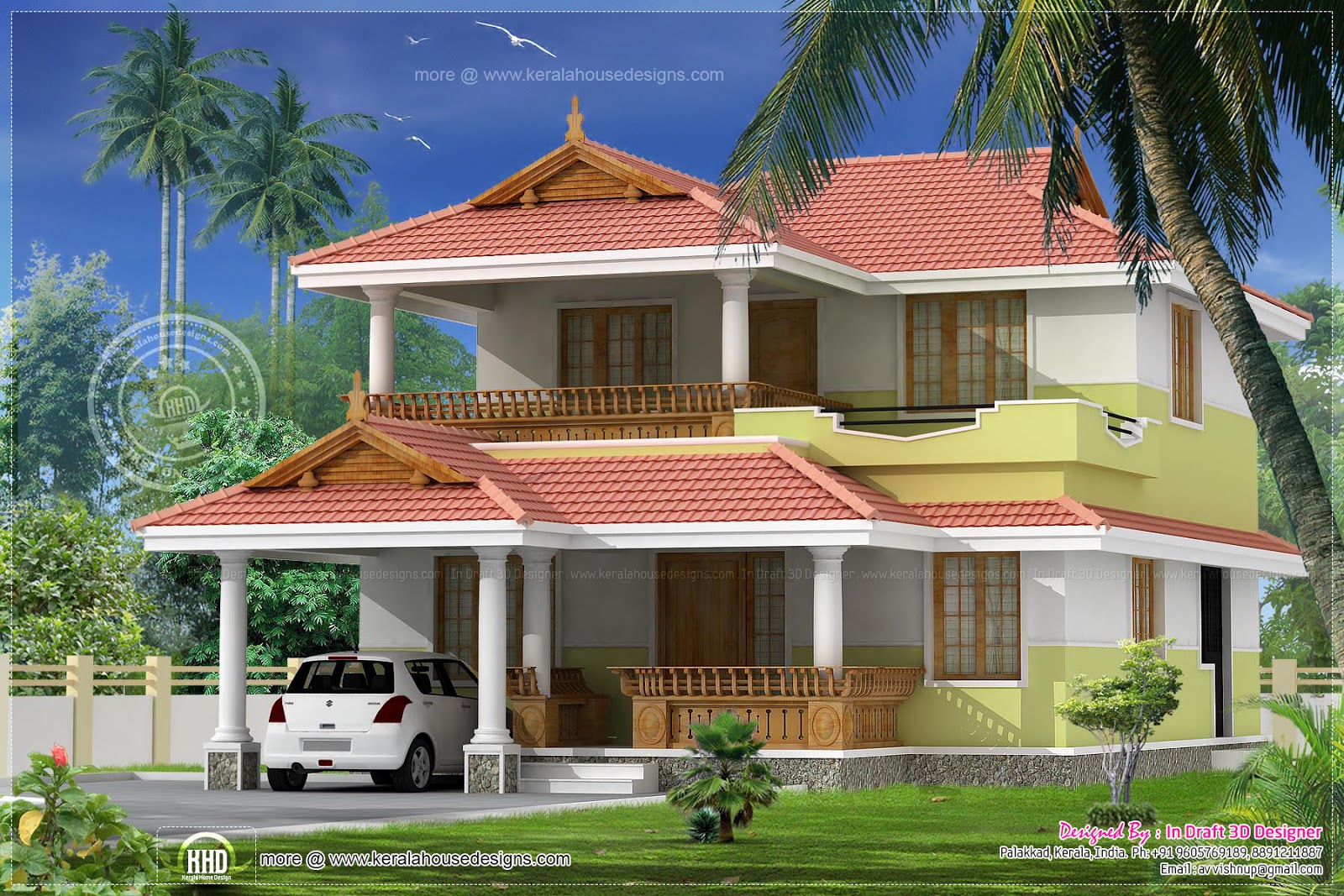 3 Bed room traditional villa 1740 sq feet Kerala  home  