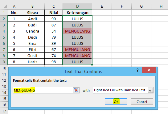 Cara Memberi Warna Background Sel Excel Otomatis Conditional Formatting Cara Memberi Warna Pada Banyak Sel Excel Otomatis