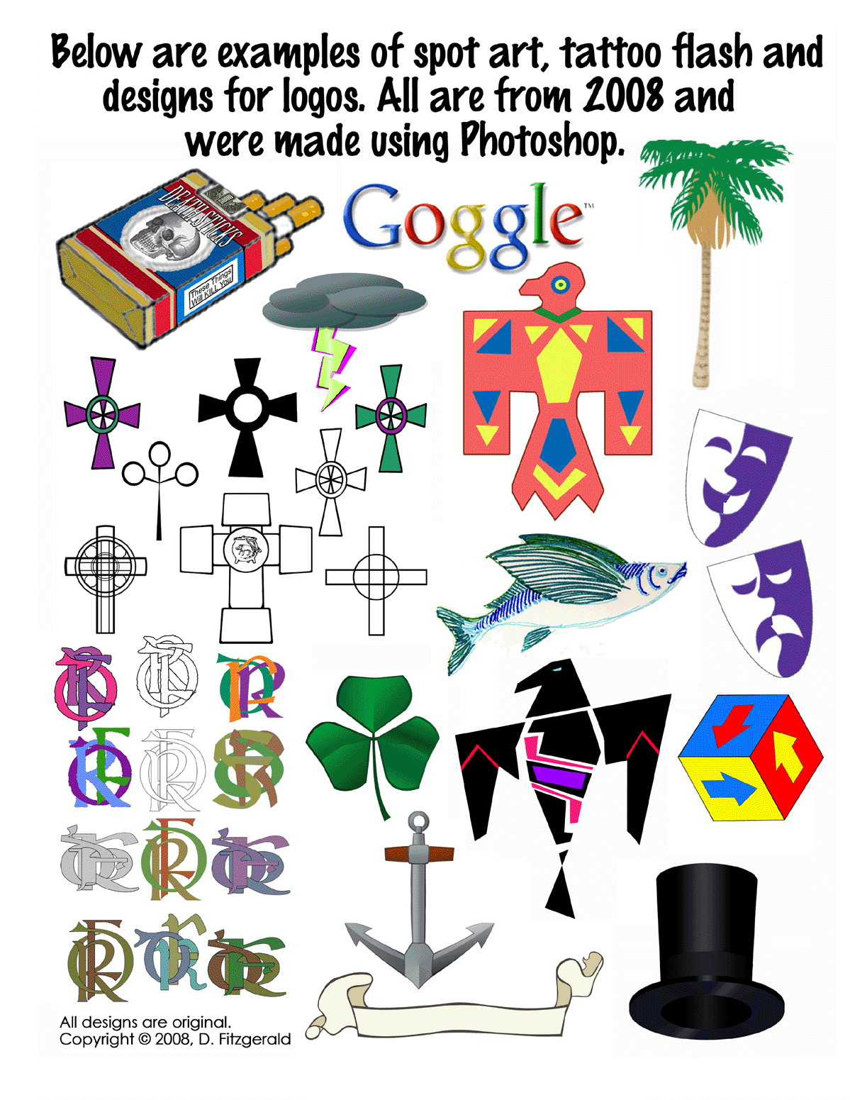 Spot art, tattoo flash & logo designs