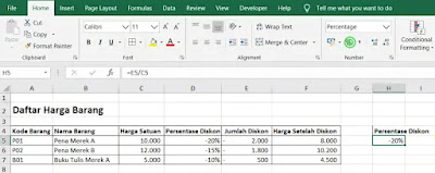 Cara Menghitung Jumlah Diskon dan Harga Setelah Diskon di Microsoft Excel