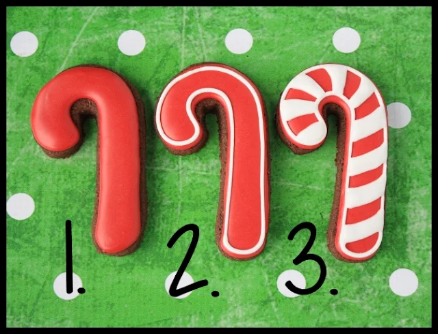 Easy and simple candy cane sugar cookie decorating tutorial with step by step directions