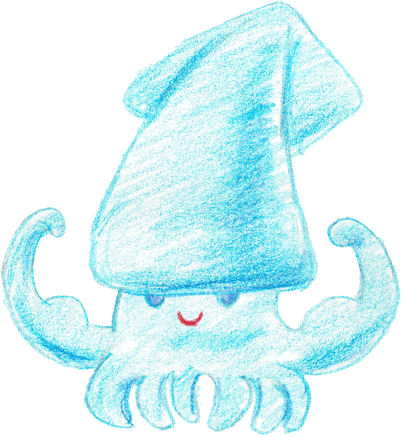 日々のイラスト フロント ダブル バイセップスを決める変なイカのイラスト