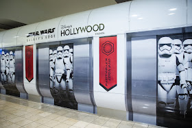 First Order Stormtroopers appear to be on a terminal train at Orlando International Airport in Orlando, Fla., Nov. 16, 2019. Disney installed these wraps on the terminal shuttle stations to bring the adventure of Star Wars: Galaxy’s Edge at Disney’s Hollywood Studios to airport travelers