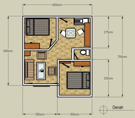 Denah Rumah Minimalis Tipe 36