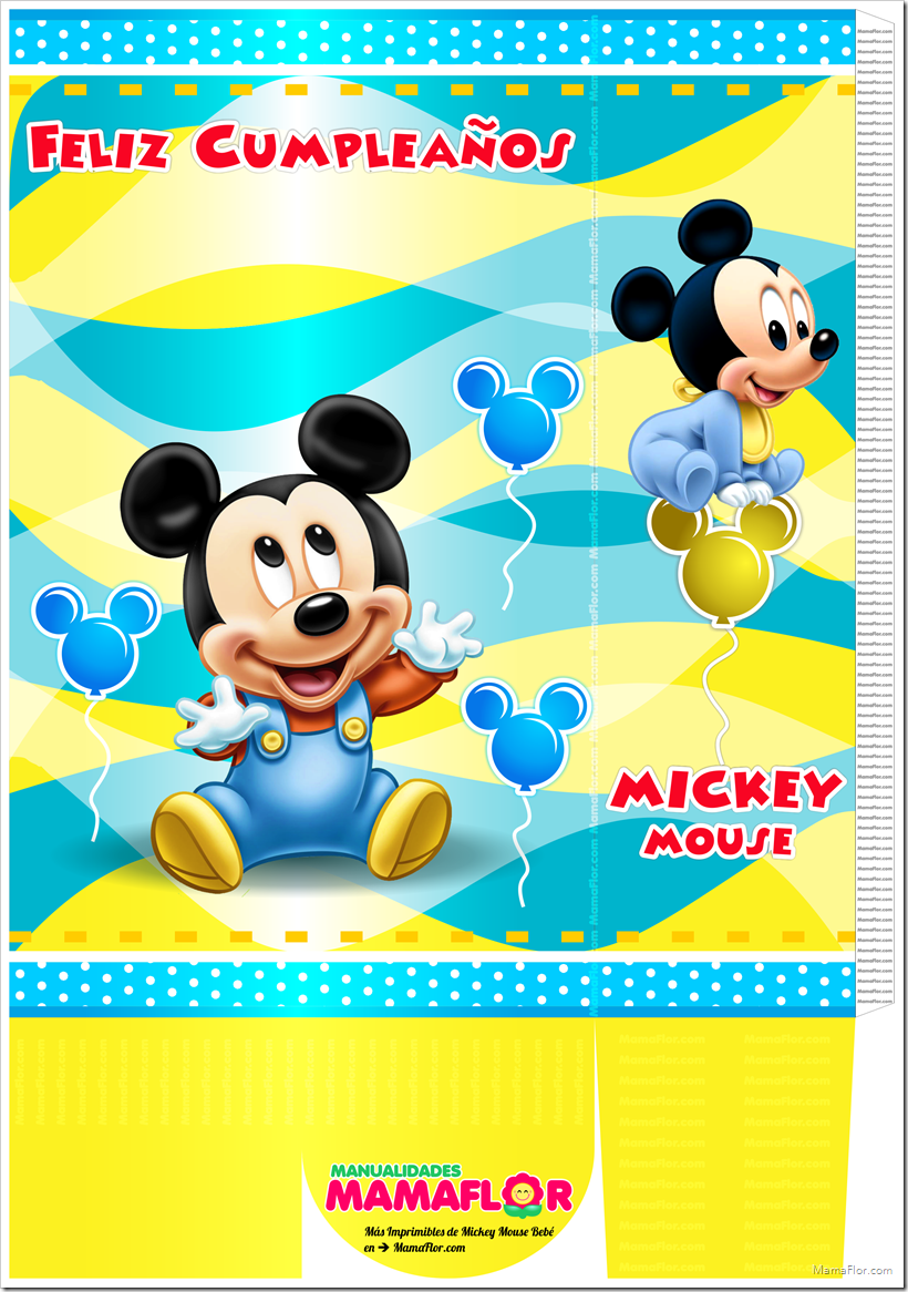 Molde Mickey Mouse Bebe Imprimible Caja Sorpresa Manualidades Mamaflor