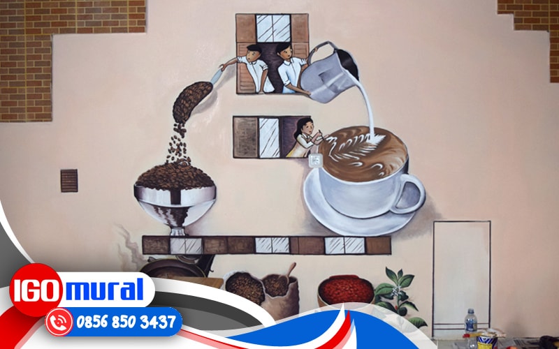Milk Mural Coffee Shop Art Table  Mural Cafe Bandung 