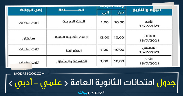 Ø¬Ø¯ÙˆÙ„ Ø§Ù„Ø«Ø§Ù†ÙˆÙŠØ© Ø§Ù„Ø¹Ø§Ù…Ø© 2021 Ø§Ù„Ù…Ø¹Ø¯Ù„ Ø¨Ø¹Ø¯ Ø®Ø±ÙˆØ¬ Ø§Ù„Ù…ÙˆØ§Ø¯ ØºÙŠØ± Ø§Ù„Ù…Ø¶Ø§ÙØ© Ù„Ù„Ù…Ø¬Ù…ÙˆØ¹ Ø±Ø³Ù…ÙŠ Ù…Ù† ÙˆØ²Ø§Ø±Ø© Ø§Ù„ØªØ±Ø¨ÙŠØ© ÙˆØ§Ù„ØªØ¹Ù„ÙŠÙ… Ø¹Ù„Ù…ÙŠ ÙˆØ£Ø¯Ø¨ÙŠ