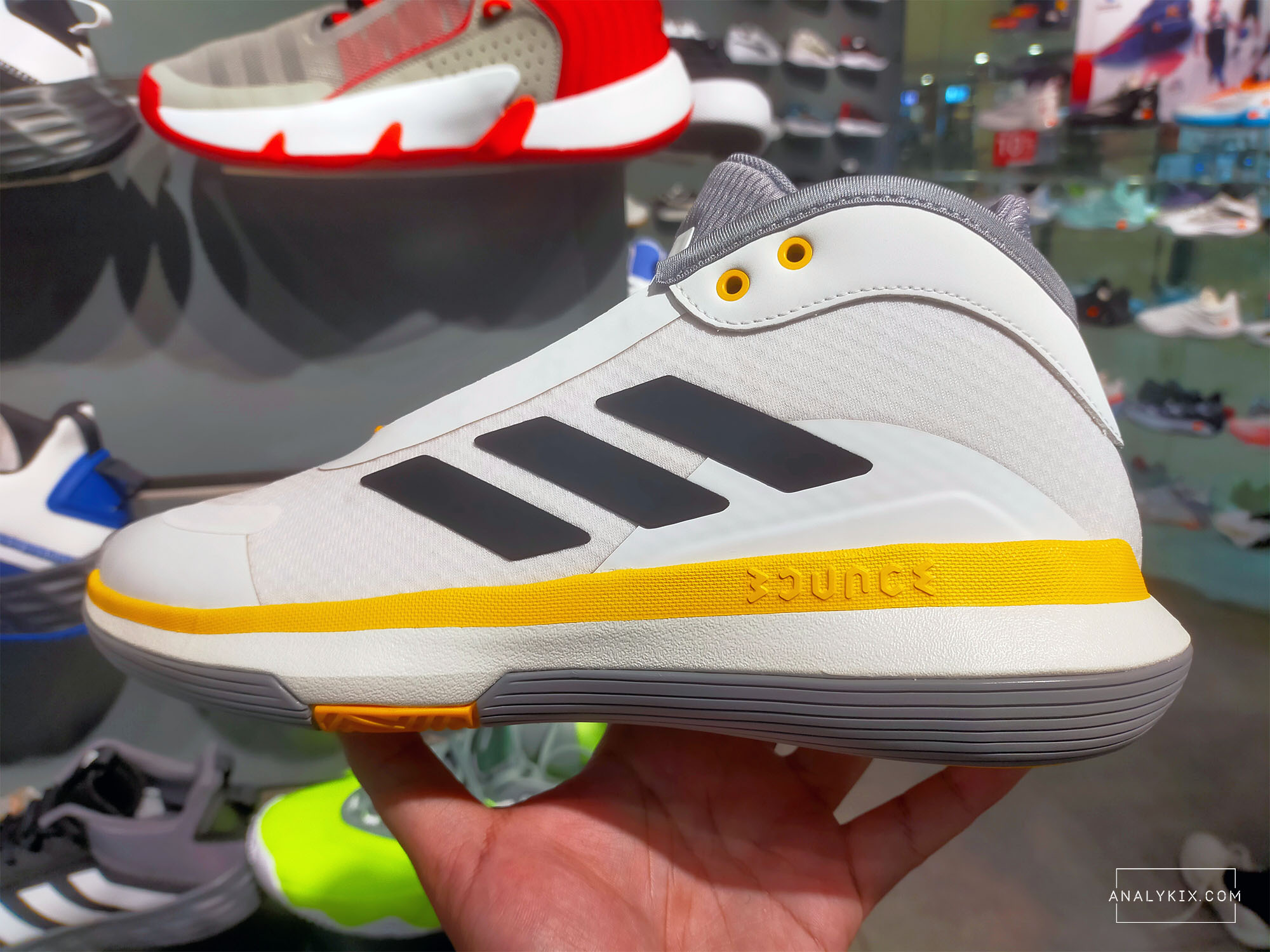 adidas Bounce Legends white yellow colorway