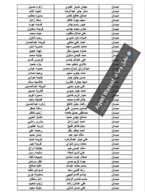 ملحق الوجبة الثامنة رعاية اجتماعية محافظة ميسان