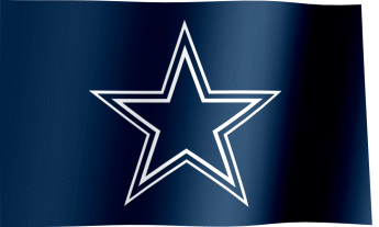 The waving fan flag of the Dallas Cowboys with the logo (Animated GIF)