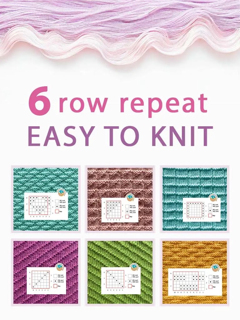 With just a combination of knit and purl stitches in a 6-row repeat, even beginners can create stunning designs