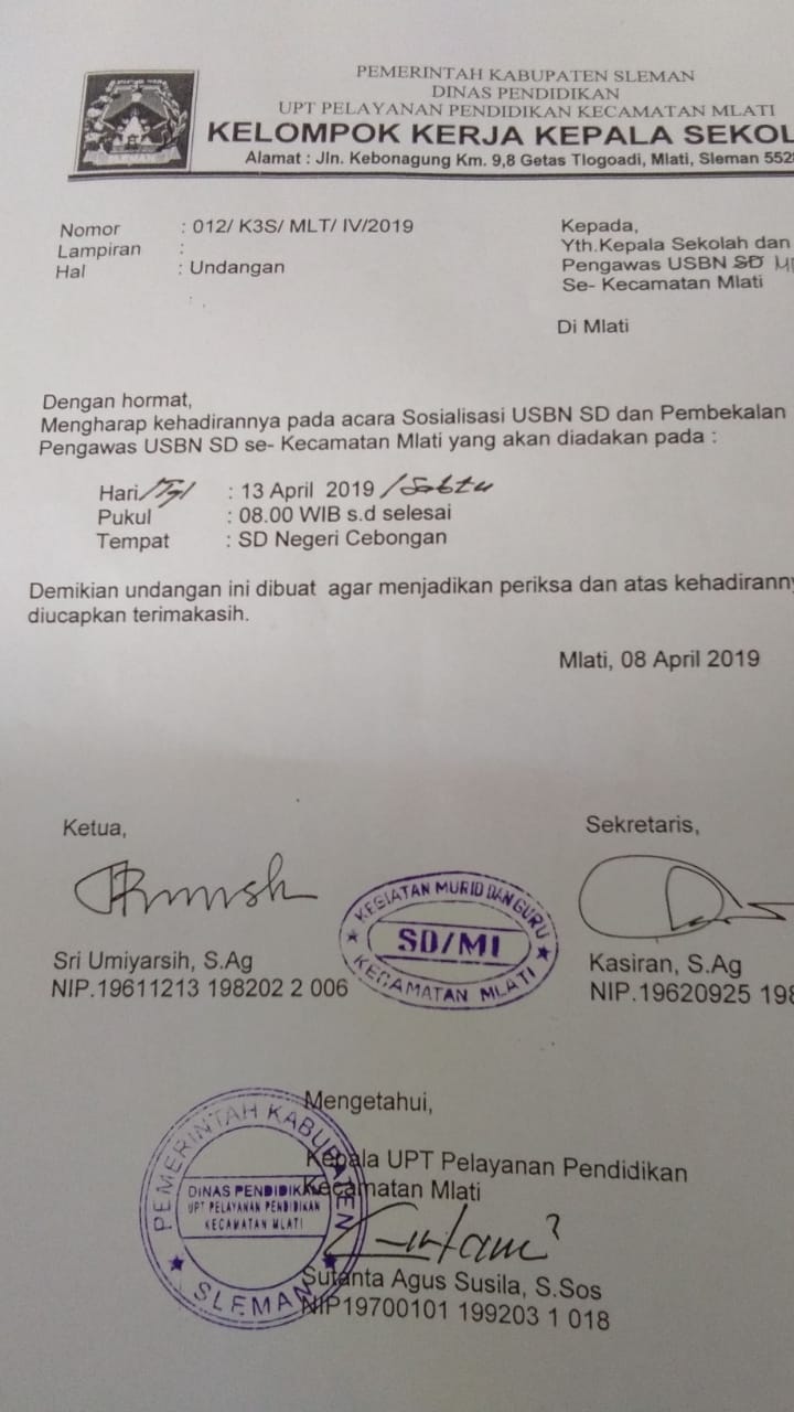 Contoh Surat Undangan Sosialisasi USBN dan Pembekalan ...