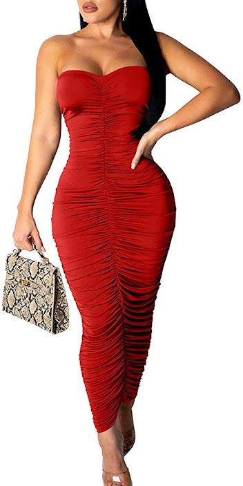 Hot Red Strapless Maxi Dresses