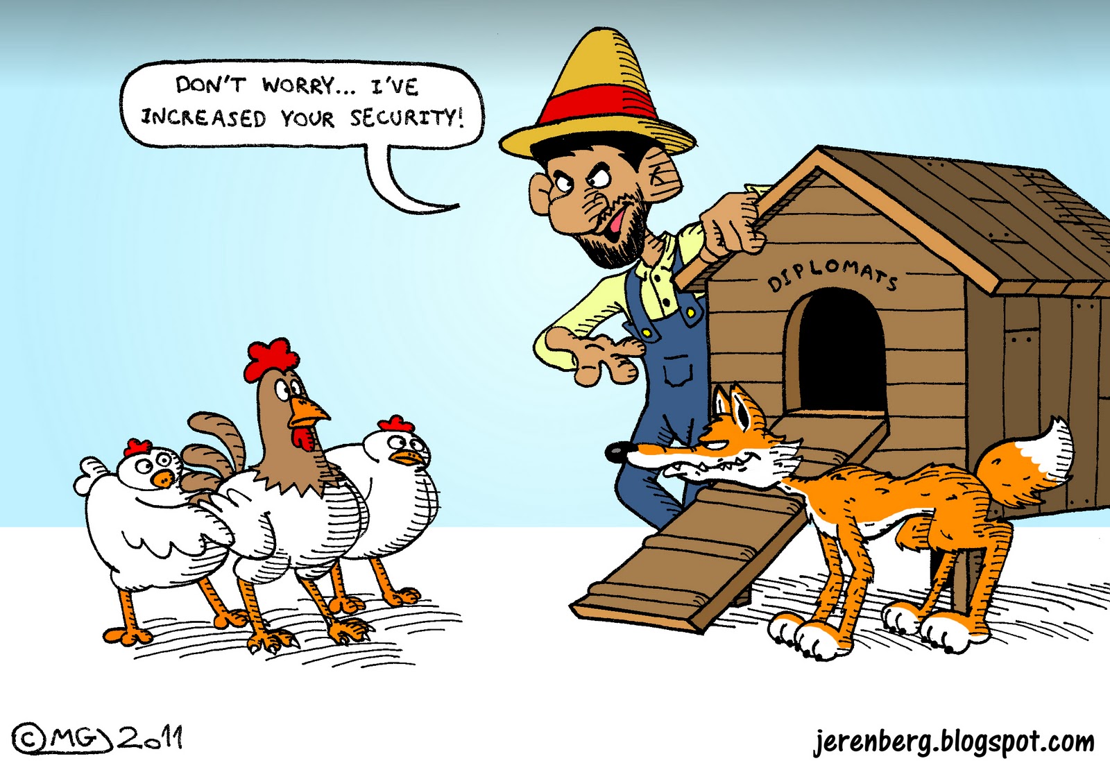 mahmoud ahmadinejad farmer diplomats chickens coop hungry lean fox 